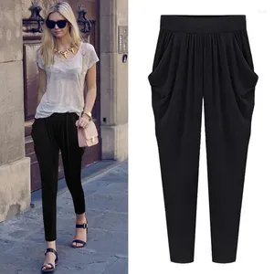 Pantaloni da donna estate maxi sciolte lunghezza di grandi dimensioni harem vintage casual donna ad alta vita con la vita pantalones abiti streetwear