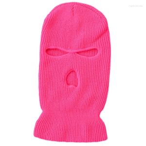 Berets 3-Hole Ski Mask Woolen Knitted Hat Winter Warm Outdoor Cycling Windproof Balaclava With Multiple Color