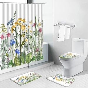 Duş perdeleri çiçek kelebek yusufçuk manzara perdesi set karahindiba lale gül çiçek kırsal bahçe peyzaj banyo dekor banyo mat