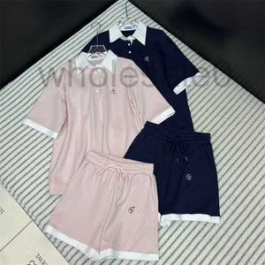 Two Piece Dress designer 2024 Spring/Summer New PRA Casual and Minimalist Girl Age Reducing Contrast Letter Embroidered Shorts Set 0LT4