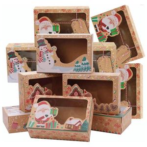 Gift Wrap 12pcs Christmas Cookie Boxes With Clear Windows Kraft Paper Perfect For Candy Treats (22 X 15 7cm)