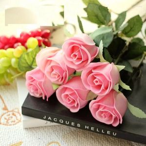 Dekorativa blommor pu rose konstgjord blomma i bulk singel 30 st/mycket latex falska kontor julvaser