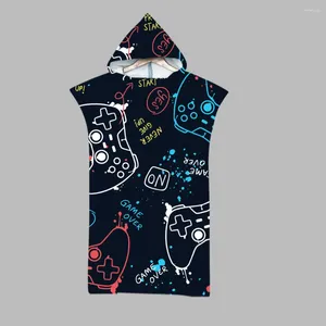 Handduk Microfiber Hooded Bath 3D Game Series Printing Robe Poncho Surf för Summer Swimming Beach Handdukar Outdooor Bathrobe