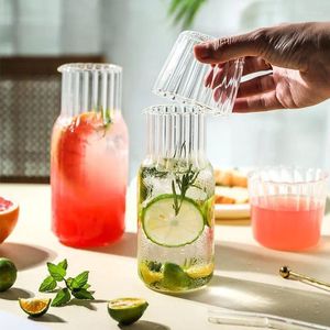 Weingläser 1Set Glass Becher Set mit einem Teekopf und Tasse Transparent Wasser Karaffe Becher für Sommersaftgetränke