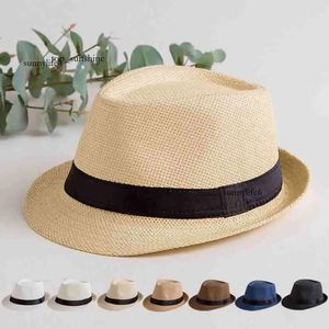 Kapelusz Bucket Solid Straw Womens Summer Sunhat England Panama Top Mens Sunvisor Kids Beach Outdoor Chapeau Pareeau Jazz Hat