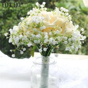 Wedding Flowers YO CHO Artificial Rose Gypsophila Bouquet For Bridesmaids Flower Bridal Marriage Accessories Hand Holder