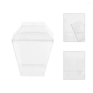 Copas descartáveis falhas 50pcs Clear Cupcake Trapezoid Jelly Mousse com tampa