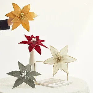 Dekorativa blommor jul vit retro simulerade konstgjorda handgjorda tygblommor konst vasarrangemang rekvisita
