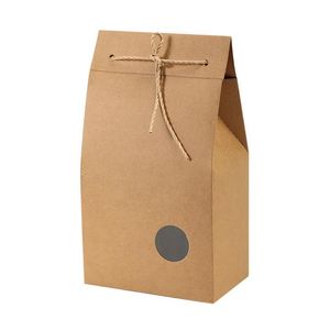 Vintage Hemp Rope Kraft Paper Bag With Round Window Tea Candy Flower Te torkad fruktförpackningslåda