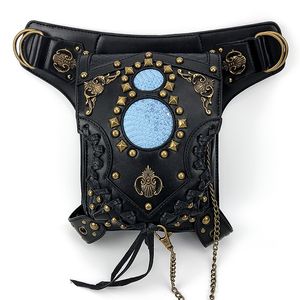 أزياء New Wish Steampunk الكتف المفرطة المائلة لسلسلة Bag Bag Women Fanny Fanny Bag Cyberpunk