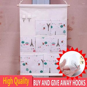 Storage Bags Fabric Hanging Pockets Wall-Mounted On The Wall Multi-Layer