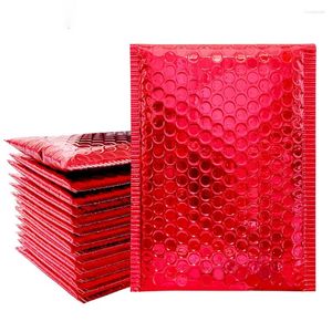 Aufbewahrungstaschen 10pcs Holographische Folienblasen Mailer Red Metallic Posthochzeit Geschenkverpackungen gepolsterte Umschläge