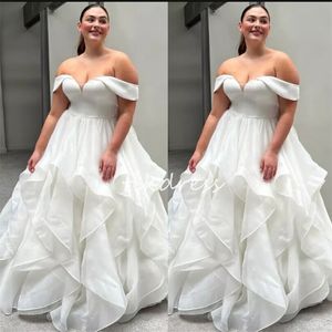 Eleganckie sukienki ślubne plus size z ramionami kraj Kraj Linia plażowa sukienka ślubna 2024 Vestidos Novias Boda urocza długość podłogi ogród szata de Mariee