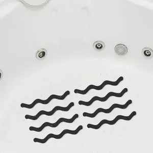 Bath Mats 12pcs 1.3 18cm Bathroom Floor Anti-Slip Strip Black S-Shape