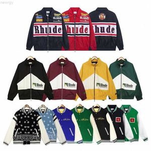 メンズrhude varsityジャケットy2kアメリカンヴィンテージ野球レターマンジャケット女性刺繍プリントハイストリートコートさまざまなスタイルサイズM-xxl