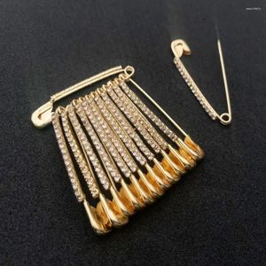 Brooches Golden Colour Diamonds Designer Safety Pin Saree One Side Of - 11 Pcs Pack