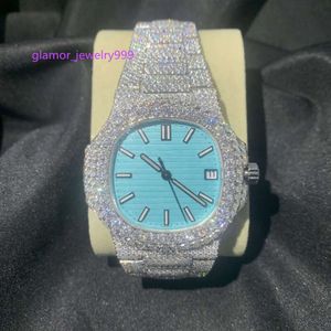 Pass Tester Diamond Out Men Brank Bling Moissanite Watches Premium VVS ramka mechaniczna