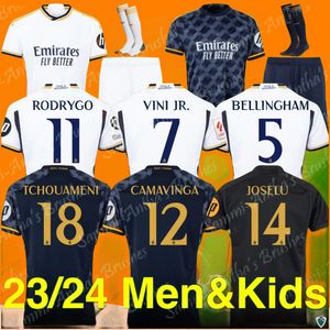 2324 Bellingham Vini Jr Koszulki piłkarskie Mbappe Tchouameni 2023 2024 Koszulka piłkarska Realu Madrids HP Camavinga Rodrygo Men Men Kit Kit Minforms Fan Player