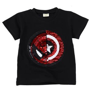 Moda de lantejoulas de meninos de meninos para meninas para crianças Tshirts Tshirts Kids Cotton Casual Cirtas Camisas de menino Tops Tee 240511