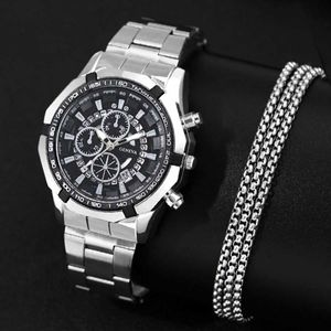 Armbandsur herrar modesport es män affärer casual rostfritt stål kvarts armband kalender datum manlig lyxhalsband y240510