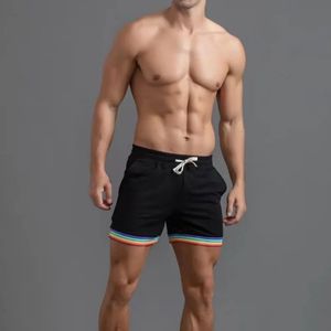 2024 Summer Summer Solid Kolor Rainbow Shortstring Lose swobodne spodenki Sports Poruszanie się prostymi spodniami plażowymi 240513