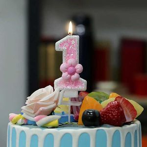 5 pezzi candele candele di compleanno rosa per torta scintillante barbei ragazza candele torta decorazione topper fiore ape pura candele