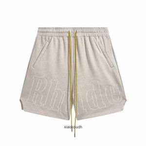 Rhude High end designer shorts for Spring/Summer chaopai New Letter Embroidery Mens and Womens Casual Sports Quick Dry Shorts With 1:1 original tags