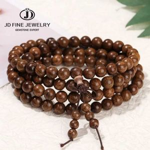 Charmarmband JD Natural Golden Sandalwood Buddhist Buddha Armband Women Men 108 Wood Prayer Pärlor Mala Meditation Bangles Jewelry Bijoux Y240510