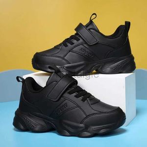 Sneakers Buty dziecięce buty dziecięce buty sportowe czarne pu skórzane buty sportowe chłopcy i dziewczęta czarne buty szkolne buty sportowe tenisowe d240513