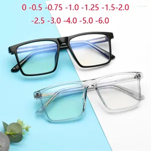Solglasögon anti blå strålar överdimensionerade närsynta glasögon kvinnor män tr90 student kvadrat recept glasögon diopter 0 -0,5 -0,75 till -6,0
