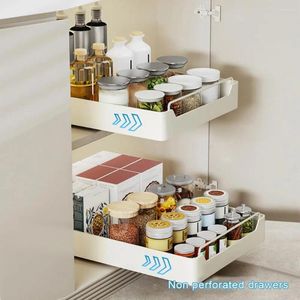 Kitchen Storage Rack Heavy Duty Drawer Organizer With Self-adhesive Stripe For Seasoning Small Stuffs Easy Pull-out