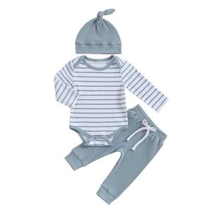 Conjuntos de roupas para roupas de algodão bebê conjunto listrado 3 6 9 12 12 meses de idade