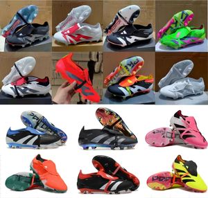 Designer Football Boot Mens Gift Bag Boots Accuracy+ Elite Tongue FG BOOTS Metal Spikes Football Cleats Men LACELESS Soft Leather Pink Soccer Eur36-46