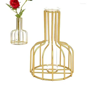 Wazony trwałe kreatywne metalowe stojak na kwiaty wazon nowoczesne szkło do róży sadzenia z pojedynczą wodą.