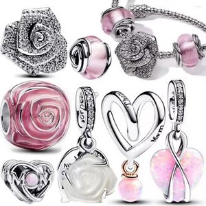 Lose Edelsteine 925 Sterlingsilber umkreist rosa Murano -Glas funkeln