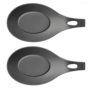 Dinnerware Sets 2 Pcs Scoops Silicone Spoon Mat Kitchen Supplies Non Stick Rest Utensils Storage Rack Holders Baby