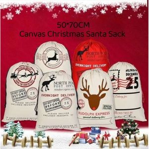 Weihnachten Weihnachten Sack Santa Dekorationen Leinwand Kordelschnüre Sackleinen Party Geschenktasche 1027