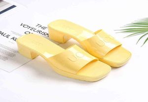 G family039s summer daily beach thick heel solid color sandals candy color onesided female slippers2140718