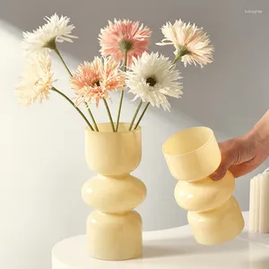 Vases Cream Gourd Shaped Glass Vase Creative Home Decoration Accessories Living Room Water-raised Flowers Simulation Flower Arranger