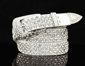 Cinto de couro genuíno do crocodilo para mulher designer de luxo feminino Sparkling diamantes full zircon 110cm 36 pés fivela de fivela2767969