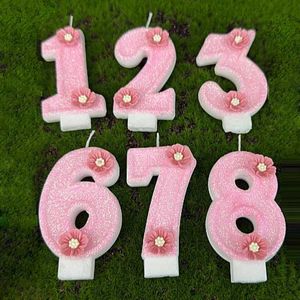 5 pezzi Candele viola rosa barbei compleanno bel numero di compleanno Numero di compleanno scintillanti per decorazione topper torta fiore ape pura candele