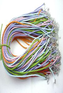 Cordas de colar trançado cabos de couro aricial multicoloria se encaixam em pingente 43+5cm9397159