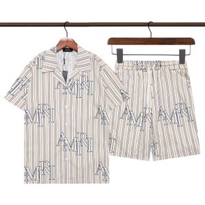 Herren -Trailsuits Herren Hawaiian Beach Set Urlaubshemden für Männer und Frauen Farbblockierende gedruckte Shorts Set Set
