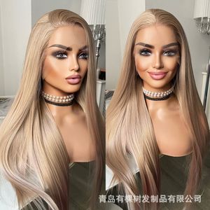 360 Degree Full Lace Frontal Wig Brazilian Bone Straight 13x4 Transparent Lace Front Human Hair Wig Coffee Blonde Women's Pre-Pulled Glossy Multiple Colors Available