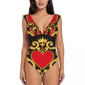 Swimwear femminile Donne Bellissimo rosso ornamentale ascolta un pezzo sexy costume da bagno vola