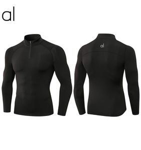 Al-247-Kaschmir-Fitnesskleidung für Männer im Herbst und Winter, hochselastische, eng anliegende Sporttraining, langärmelige, warme Kragenpullover