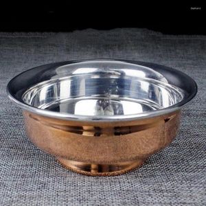Dekorativa figurer Brown Tibetan Ghee Bowl Rostfritt stål Tantric Holy Water Cup 12 cm Buddhistiska inomhusalter Hem Desktop gåva