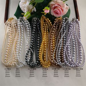 New Classic 4/6/8/10MM Round Imitation Pearl Choker Necklaces Wedding Pearl Necklace for Brides Lovers Gifts 18K Gold Jewelry