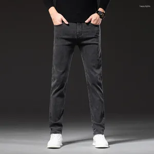 Mäns jeans sulee stretch grå klassisk stil affärsmode smal-fit elastisk rak rör denim byxor manlig varumärke byxor