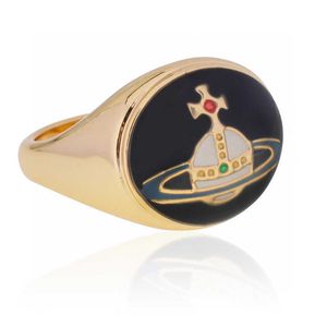 Brand Westwoods Star Style Personalized Fashion Enamel Glazed Planet Oval Ring Nail